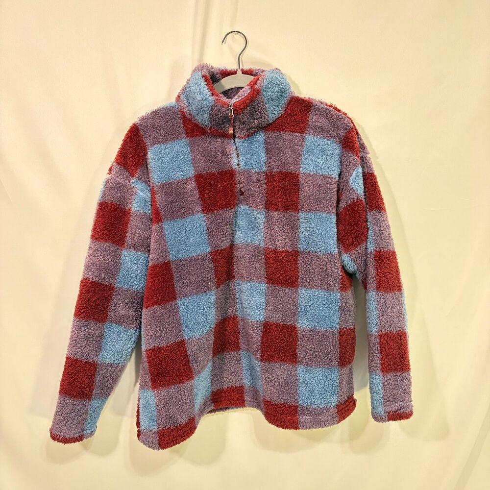 Eddie Bauer Fleece Quarter Zip Checkered Women's XL